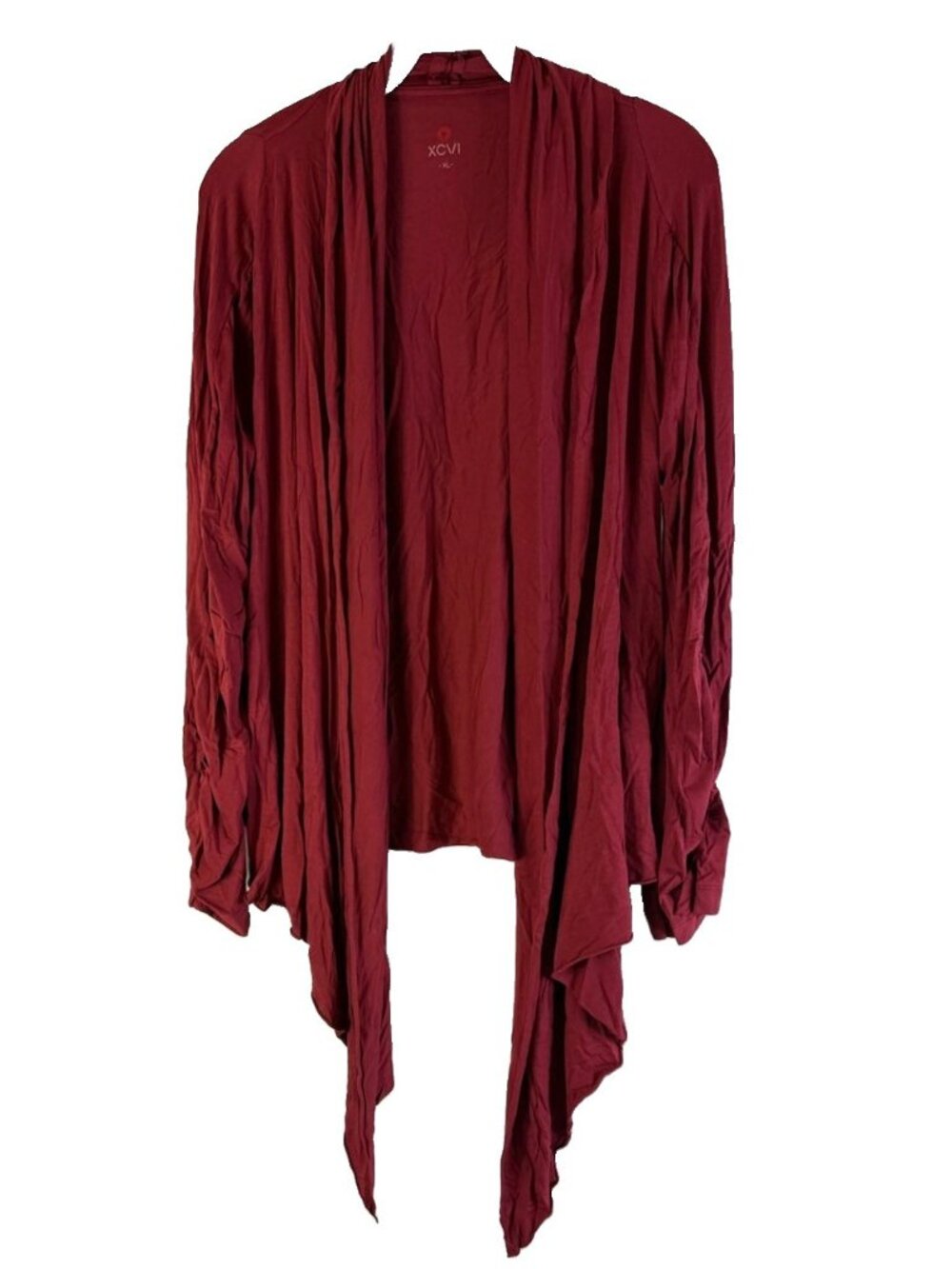 XCVI Cardigan Sweater Draped Open Slinky Red